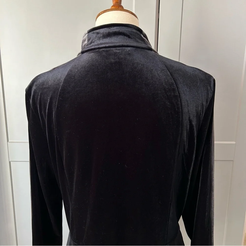 VTG Boston Proper Zip Up Cardigan Womens LG Black Velvet Dark Academia Goth Y2K - Picture 5 of 12